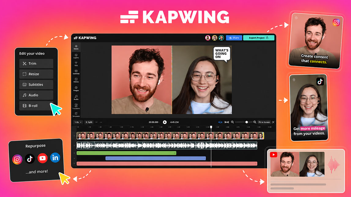 How Kapwing helps repurpose videos into visual content